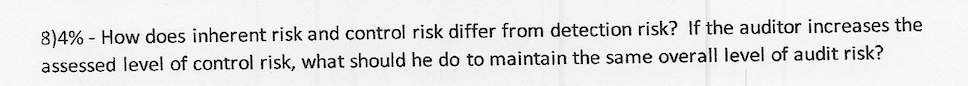  8) 4% - How does inherent risk and control risk differ