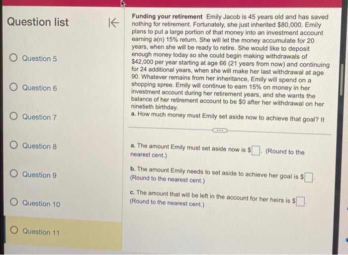  Question list Question 5 Question 6 Question 7 Question 8 Question