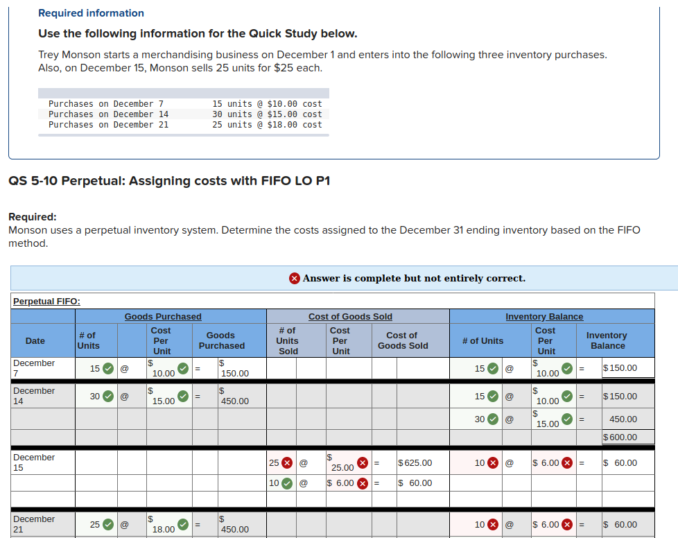  Required information Use the following information for the Quick Study below.