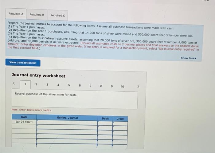 for the following items. Assume all purchase transactions were made with cash.
