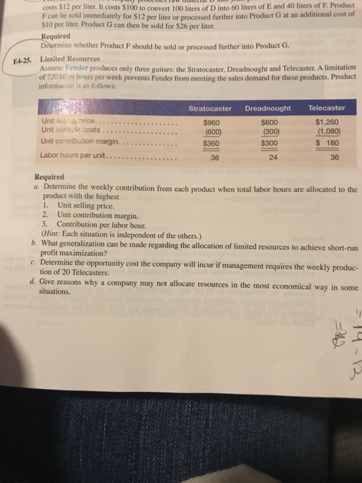  Need help with limited resource question costs $12 per liter. It