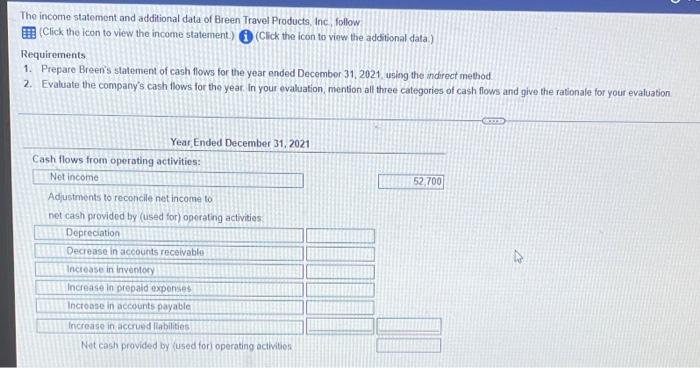 thats all i have The income statement and additional data of