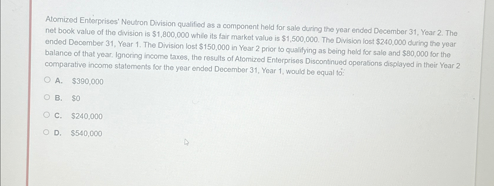  Atomized Enterprises' Neutron Division qualified as a component held for sale