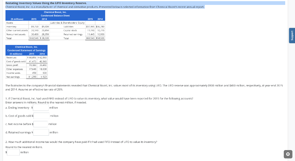  Restating Inventory Values Using the LIFO Inventory Reserve. Chemical Ronst, Inc.