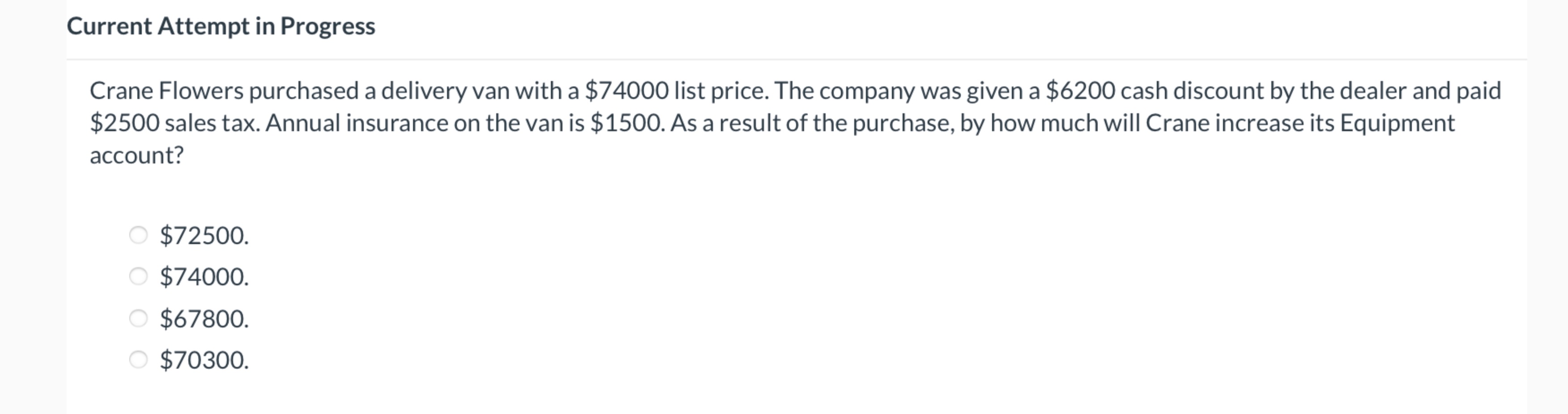  Current Attempt in Progress Crane Flowers purchased a delivery van with