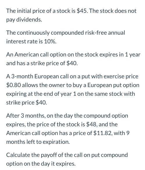  The answer is 0.13. I can't see why. The initial price
