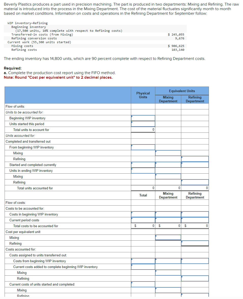  The following information about the work-in-process inventory pertains to the Remington