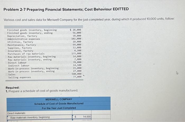  I need correct answer for this please Problem 2-7 Preparing Financial