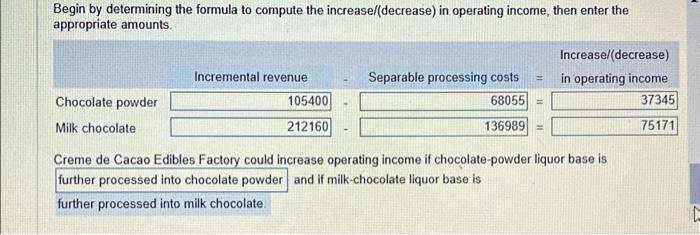 by entering the appropriate amounts to allocate the joint costs. (Round the