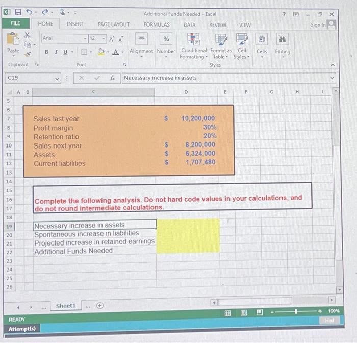 B HOME INSERT PAGE LAYOUT FORMULAS DATA Arial 12 AA % BIU-