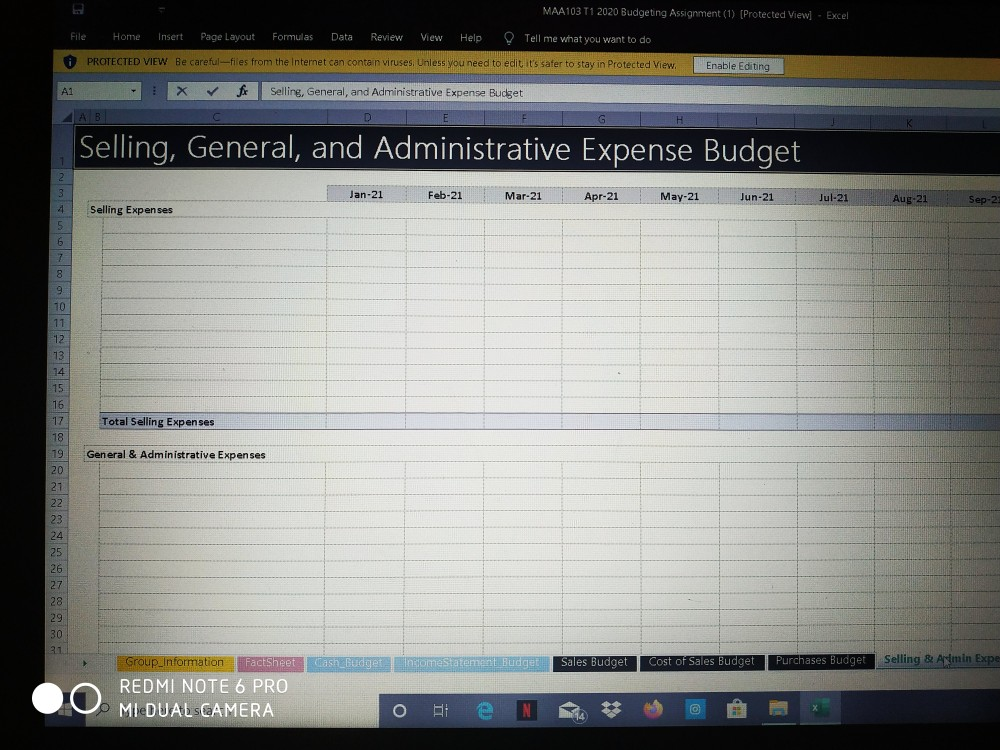 88 98 Information Factsheet income Sales Budget Cost of Sales Budget Purchases
