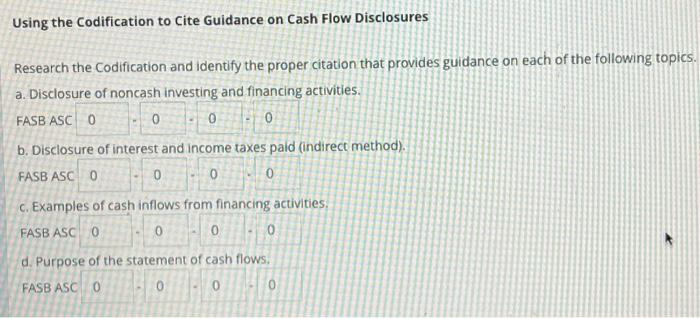  Using the Codification to Cite Guidance on Cash Flow Disclosures Research