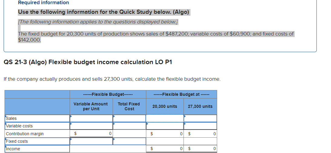 Required information Use the following information for the Quick Study below.