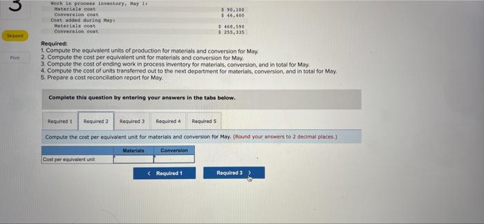 stages prior to completion Information on work in the first department, Cooking,