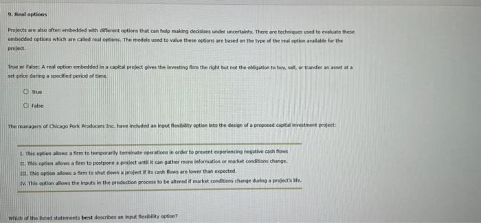  9. Real aptions Projects are also often embedded with different options