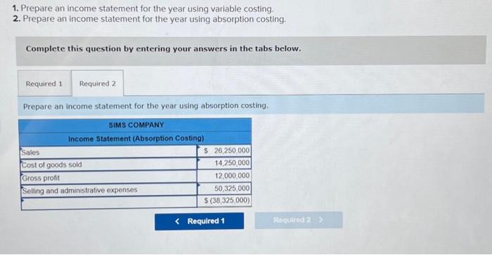 sales information for this year follow. 1. Prepare an income statement for