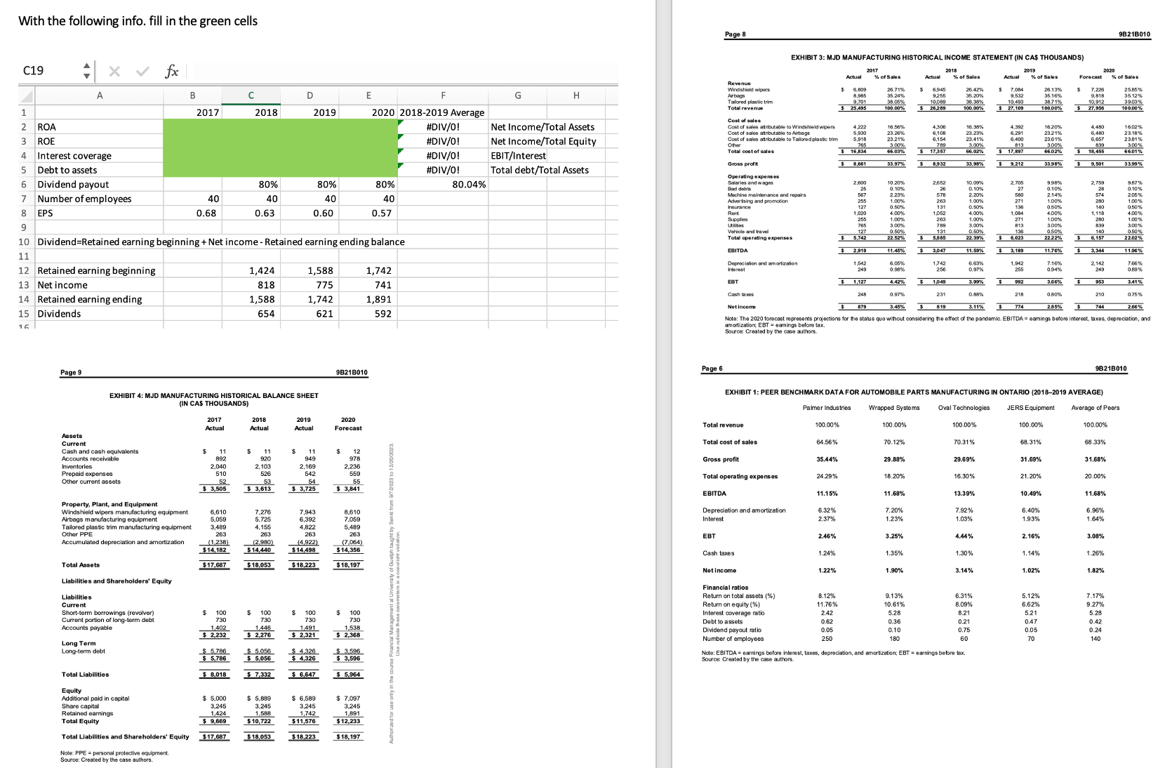  Please fill in green cells. 