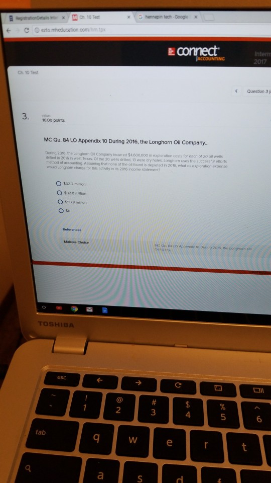 E connect Ch. 10 Test Question 3 ( 10.00 points MC