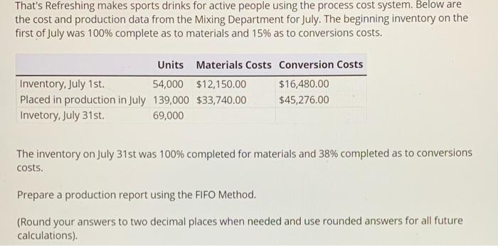  That's Refreshing makes sports drinks for active people using the process