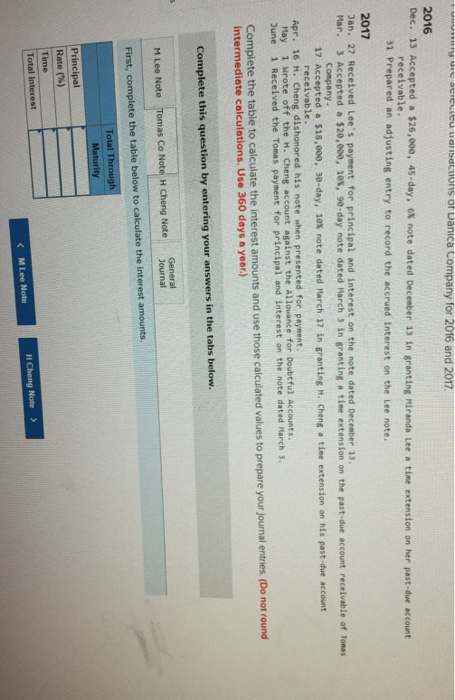 to record the accrued interest on the Lee note. Note: Enter debits