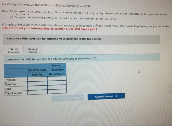 on the past due account recevable of Tomas Company 17 Accepted. $18,000,