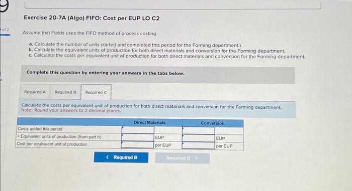 Calculate the equivalent units of production for both direct materials and conversion