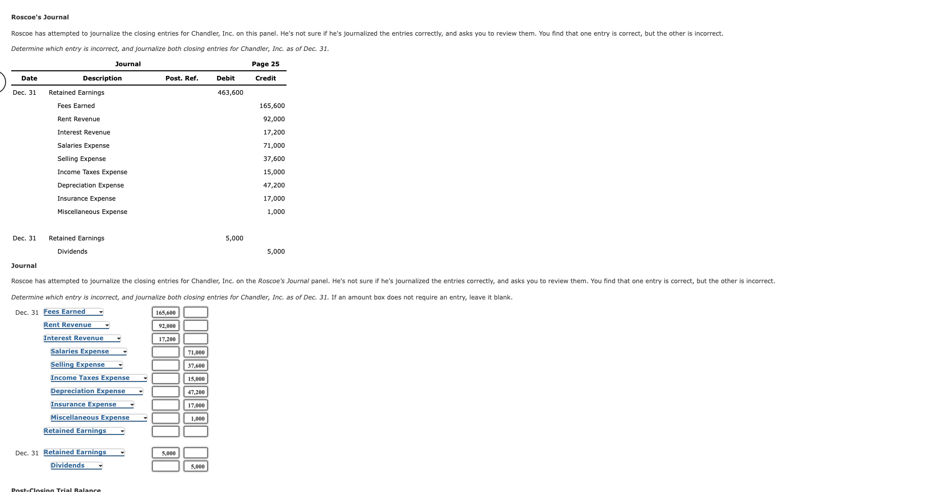 Can you help me solve the post-closing trial balance not sure I