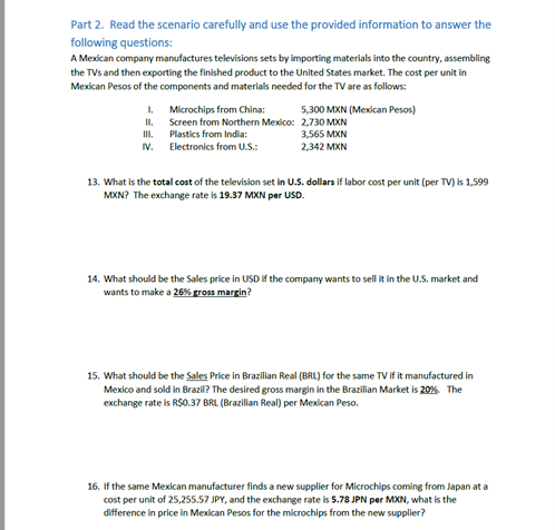 Please help me with these questions.. Part 2. Read the scenario carefully