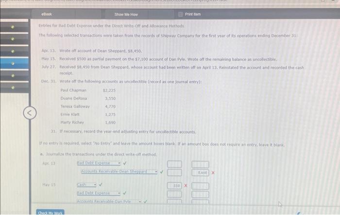 partial payment on the $7,100 account of Dan Pyle. Wrote off the
