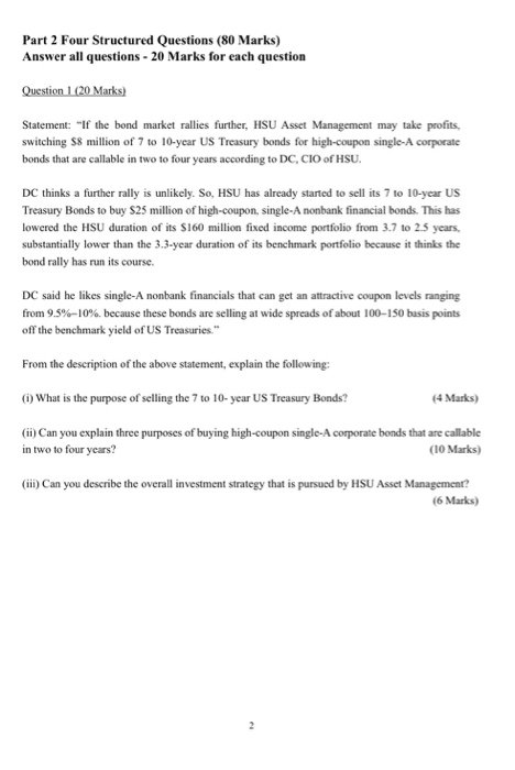  Part 2 Four Structured Questions (80 Marks) Answer all questions -