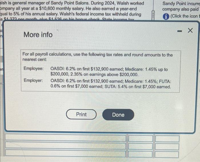 of Sandy Point Salons. During 2024, Walsh worked Sandy Point incurred payroll