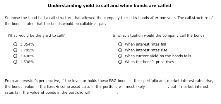 Understanding yield to call and when bonds are called Suppose the