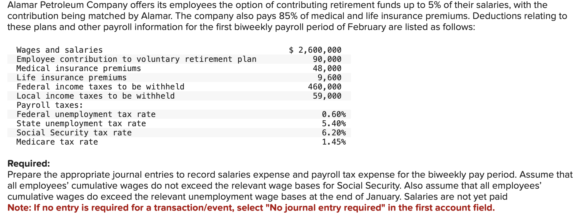  Journal entry worksheet Record salaries and wages expense. Note: Enter debits
