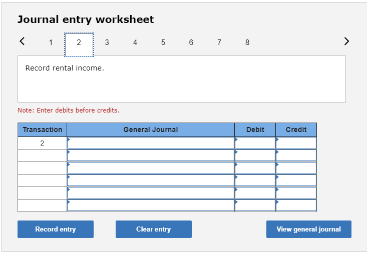 General Journal Debit Credit Record entry Clear entry View general journal Journal