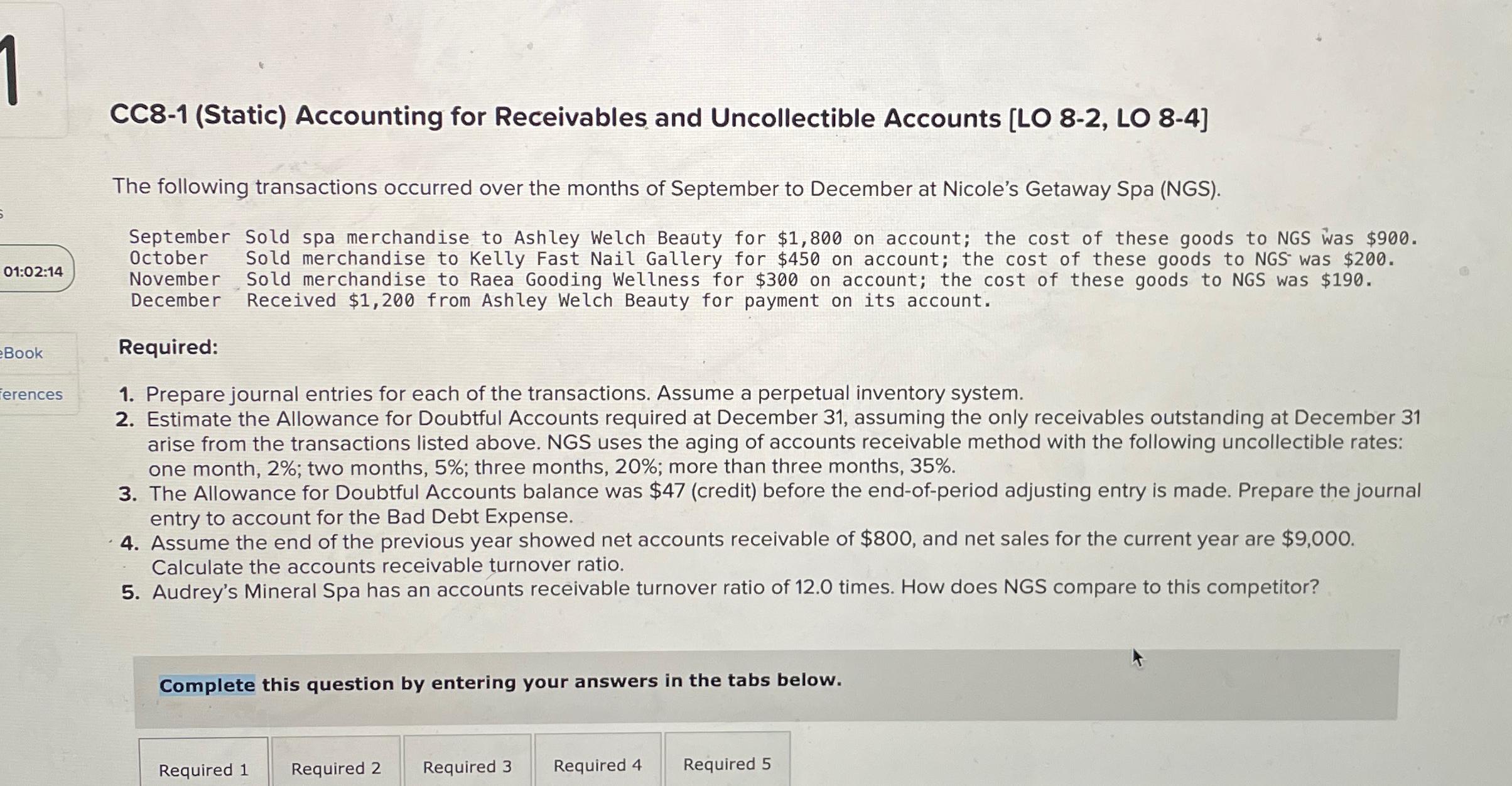  CC8-1(Static) Accounting for Receivables and Uncollectible Accounts [LO 8-2, LO 8-4]