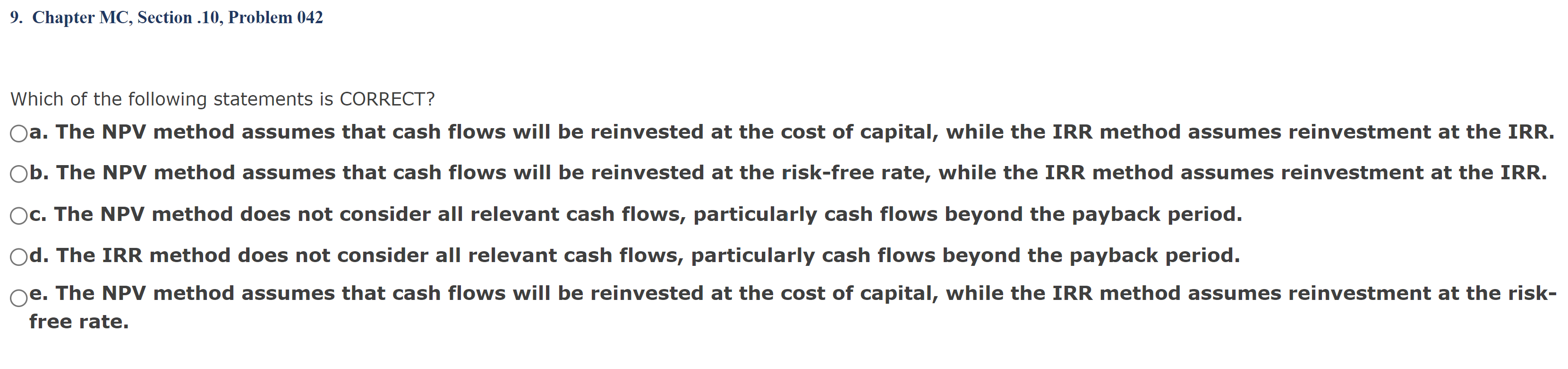  9. Chapter MC, Section .10, Problem 042 Which of the following
