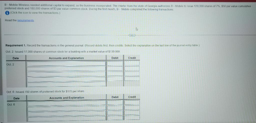  B - Mobile Wireless needed additional capital to expand, so the