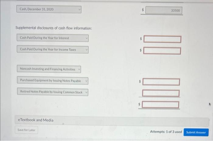 2020 are as follows. 1. Equipment that had cost $11,000 and was