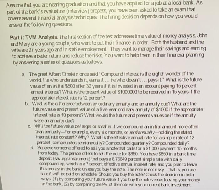answer only question C on each part please Assume that you are