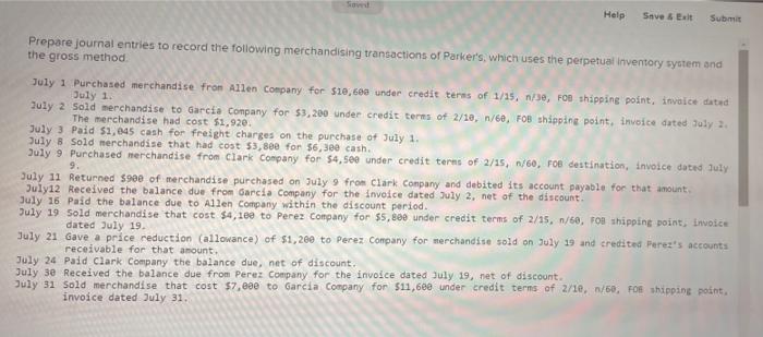  Help Save & Exit Submit Prepare journal entries to record the