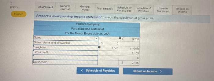 following merchandising transactions of Parker's, which uses the perpetual inventory system and