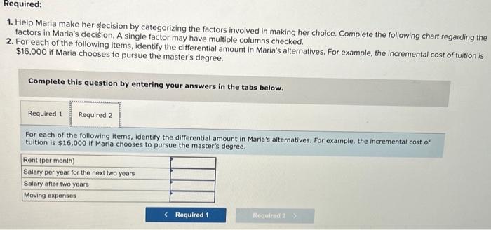 in Maria's decision. A single factor may have multiple columns checked. Note:
