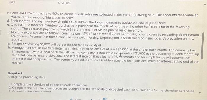 June 30. Problem 8-29 (Algo) Completing a Master Budget [LO8-2, L08-4, LO8-7,