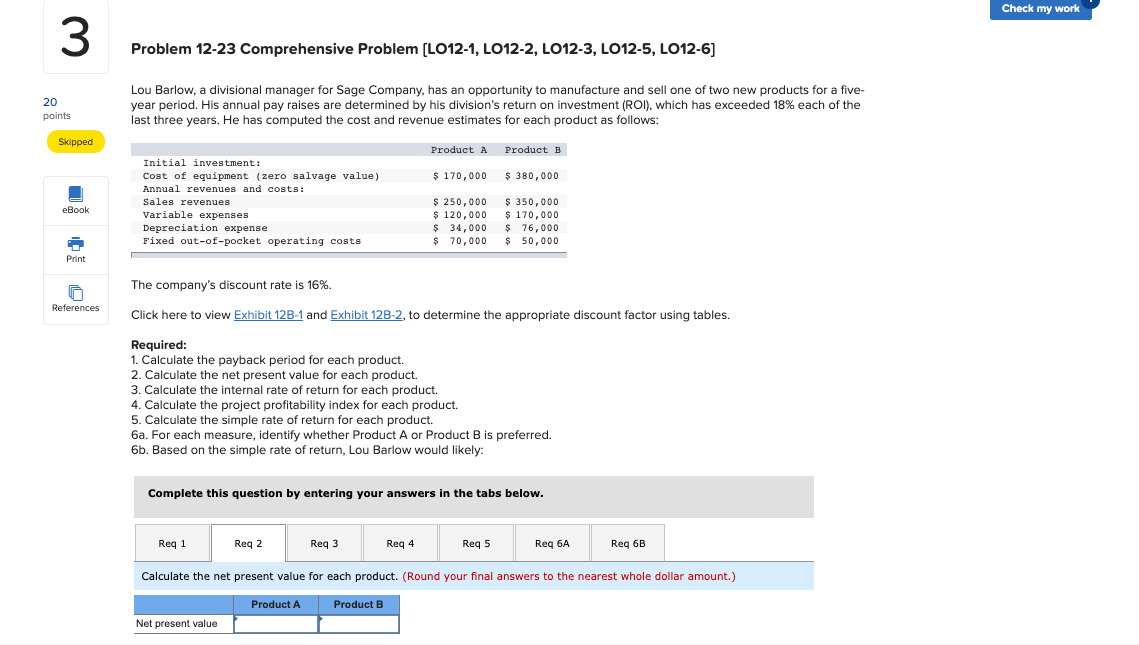 Problem 12-23 Comprehensive Problem [LO12-1, LO12-2, LO12-3, LO12-5, LO12-6] help pls (: