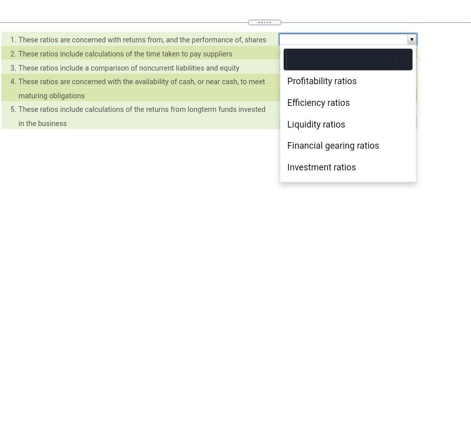 descriptions of these shown in the left column and match them to