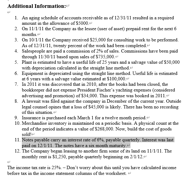 Can you help me with adjusting entry number 11 and 12? (Sheet