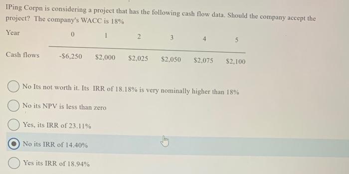 i need the answer for that question asap please IPing Corpn is