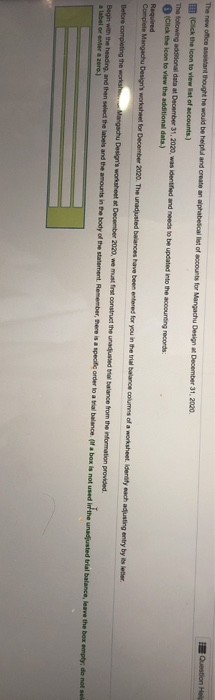 to view the dictional data) Required Complete Margach Design's worksheet for December