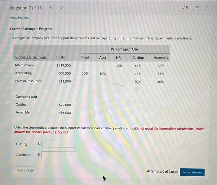 allocate costs to its carpet and tile divisions. The company also has