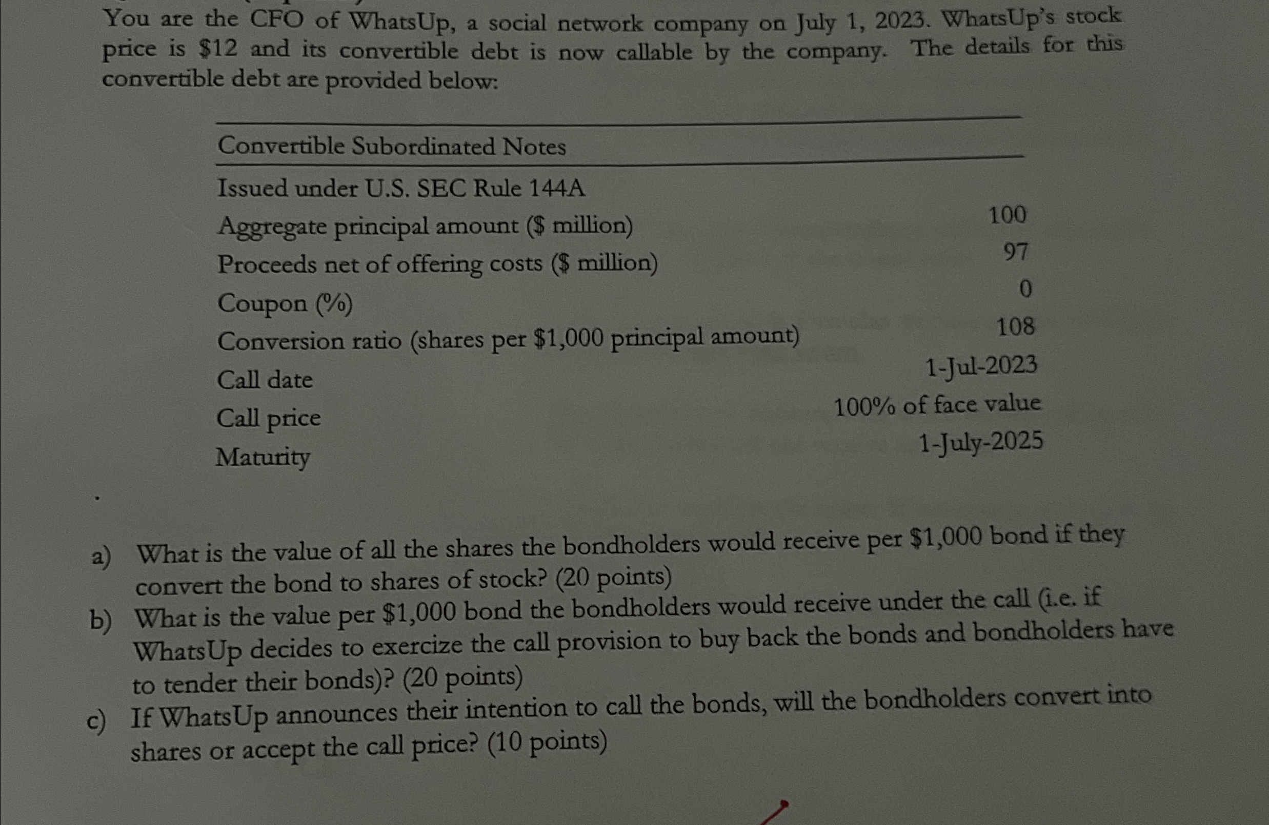  PLEASE DO NOT USE CHAT GPT You are the CFO of